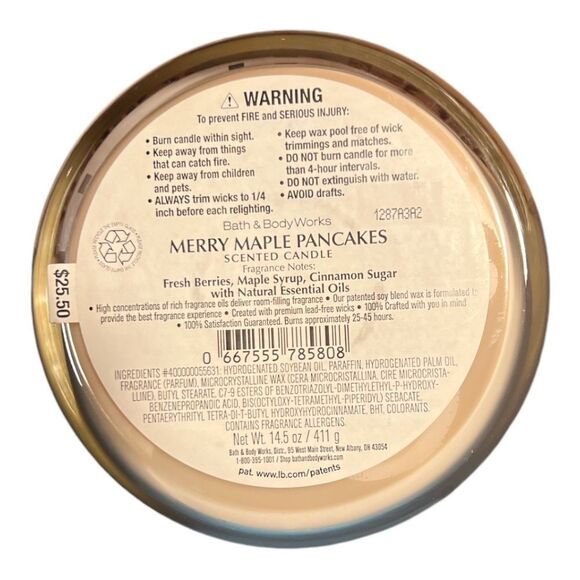 🆕 Bath & Body Works 3 Wick Candle Merry Maple Pancakes - Picture 3 of 3